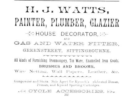 H J Watts, Painter, Plumber, Glazier Gas and Water Fitter