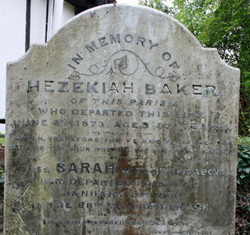 Monument detail for Hezekiah and Sara Baker