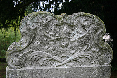 Detail from headstone for Elizabeth and Daniel Harris (carpenter) and John, Sarah, Daniel , Elizabeth and John