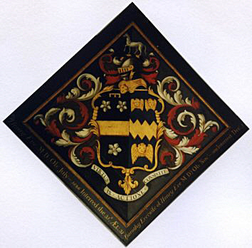 Hatchment inscribed Henry Eve MD also Dorothy Eve