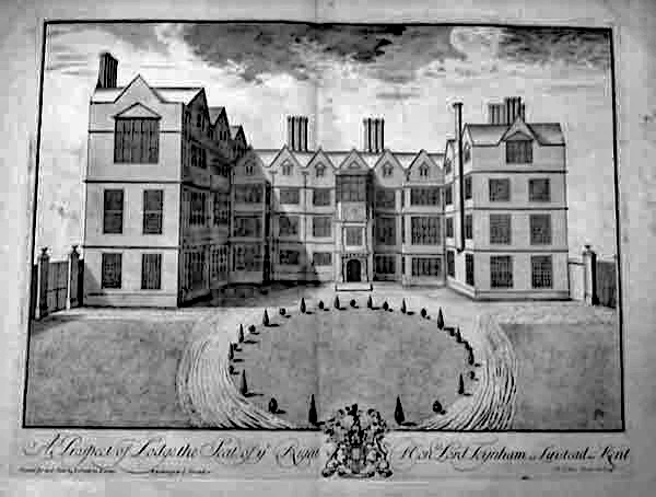 Early Etching of Lynsted Court before the wings were demolished in a fit of pique