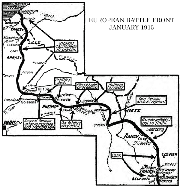 Western Front as trench warfare settled down for the winter 1914/1915