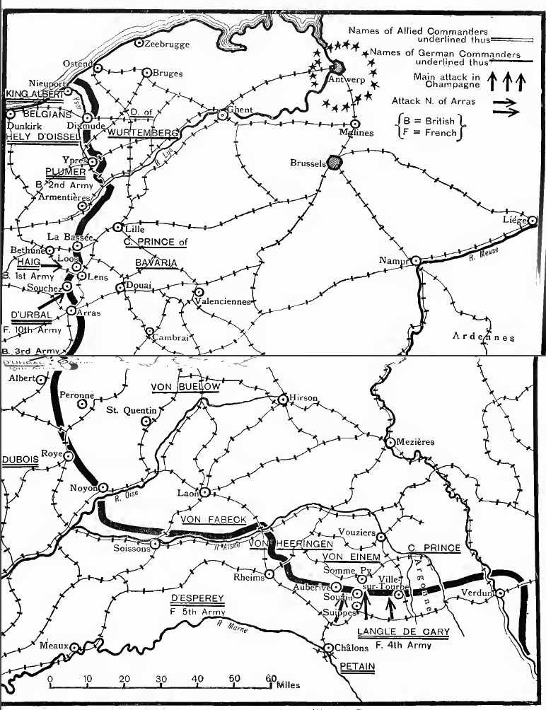 Map of opposing forces in 1915