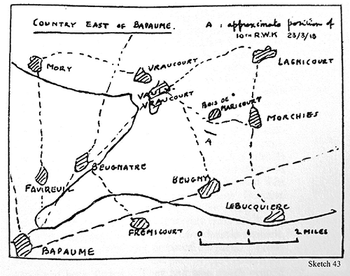 Sketch Map around Bapaume 23rd March 1918
