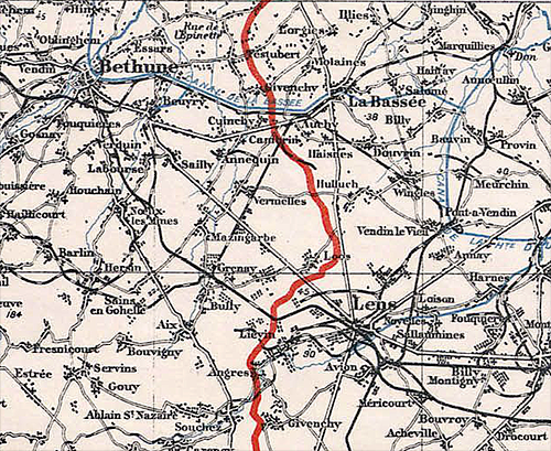 Mazingarbe and environs in October 1915 Offensive