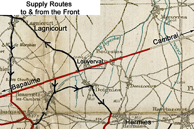 Map of the area around Louverval in January 1918