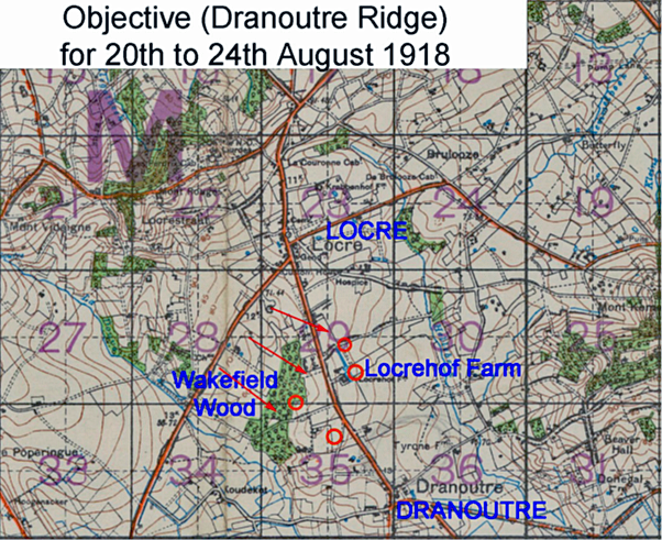 Map of Dranoutre Ridge