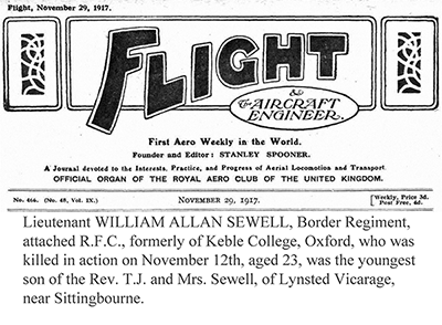 Allan's death also announced in Flight and the Aircraft Magazine