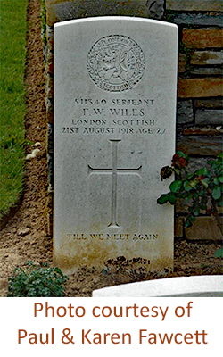 Headstone for F W Wiles of Lynsted