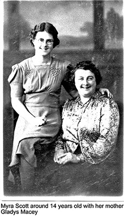 Myra Scott at 14 years with her mother Gladys Macey